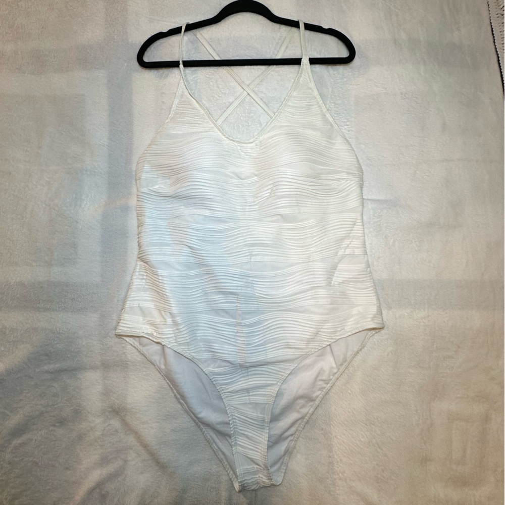 SHEIN White Textured One-Piece Swimsuit